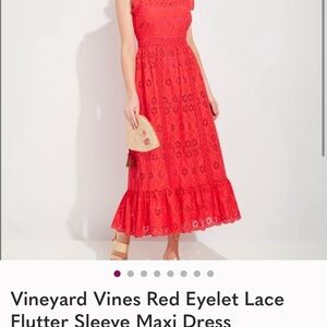Vineyard Vines Red Eyelet Dress Size 4 NWOT